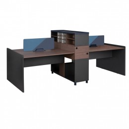 Office Workstasion Double Walnut and Grey with partition & cabinets 284x120x120 HM2102