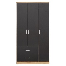 Wardrobe 3 Doors with 2 Drawers 89.2Χ42Χ181cm Sonoma with Gray HM340.04