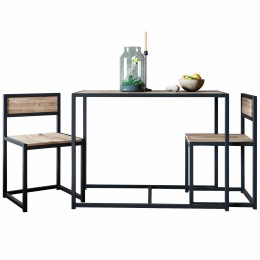 SET DINING TABLE 3pcs MELAMINE AND METAL IN WALNUT AND BLACK HM8890.01 105x55x78cm