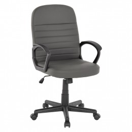 OFFICE CHAIR THEONI HM1189.10 PU LEATHER IN GREY COLOR-BLACK ARMRESTS 55x65x100Hcm.