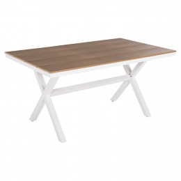 ALUMINUM RECTANGULAR TABLE TAWNEE HM6037.02 WHITE COLOR-POLYWOOD IN NATURAL WOOD 150x89,5x73Hcm