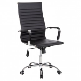 MANAGER'S OFFICE CHAIR BOSS HM1059.31 BLACK PU-CHROMED METAL FRAME AND BASE 55x59x110Hcm.