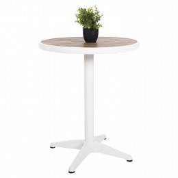 ALUMINUM ROUND TABLE ALEXA HM6086.02 WHITE-POLYWOOD TOP IN NATURAL COLOR Φ60x73Hcm.