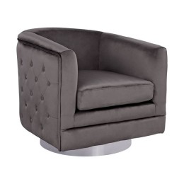 Armchair from velvet HM8494.01 in Grey color with silver base 80x80x76 cm