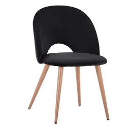 Dining chair Velvet Black and metallick legs HM8544.04 52x49,5x77cm