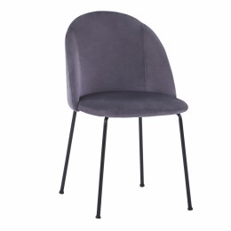 Chair Clara Velvet Grey and Metallic Legs Black Matte HM8545.01 50x54x79 cm