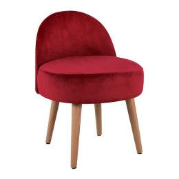 Velvet stool with back Yasmine in red color HM8395.06 47x43x63,5 cm.
