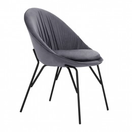 Chair Kelsey Velvet Grey with black legs HM8684.11 59x63x84 cm.