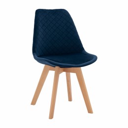 Chair Venice with wooden legs & velvet blue HM8719.08 49x56x84 cm.