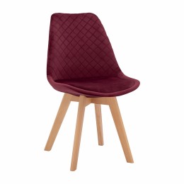 Chair Venice with wooden legs & Burgundy red velvet HM8719.06 49x56x84 cm.