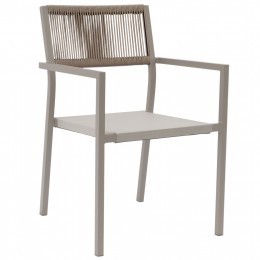 ARMCHAIR ALUMINUM CHAMPAGNE-COLORED WITH PE RATTAN BACK 57x61x83Hcm.HM5893.03
