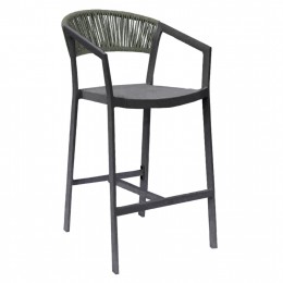 BAR STOOL ALUMINUM PROFESSIONAL ANTHRACITE WITH ARMS-PE RATTAN OLIVE GREEN-TEXTLINE 57x61x108Hcm.HM5892.04