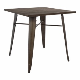 METAL TABLE IN RUSTY COLOR AND WOOD HM0611.04 80x80x76cm