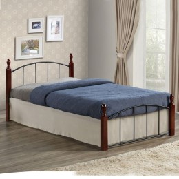 HM381 Bed MAKAI, Metallic-Wooden, 90x190, Walnut