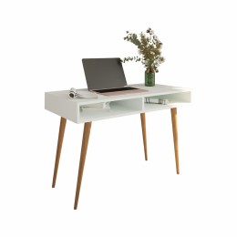 Office Console HM2296.02 white color with natural legs 120.5x60.5x75 cm.