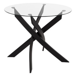 Kitchen Table Metallic Black with Glass HM8499 '90x74cm