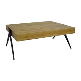 Coffee Table with MDF Surface Natural and Metallic Legs HM8539.01 115x60x42cm