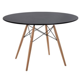 Dining Table HM8454.02 Black with wooden legs Oak Diameter120x74cm