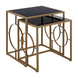 Auxiliary table 2 pieces Marshal HM8602 with glass surface and metallic frame