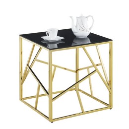 Auxiliarh Table Jana HM8619.01 with black glass and gold base 55x55x55cm