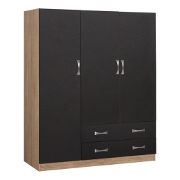 Carly Wardrobe 3 Leaves With 2 Drawers 150x55x180cm Sonoma with Gray HM384.04