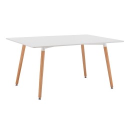 Dining Table 160x90x74 cm White with wooden legs oak HM8697.01