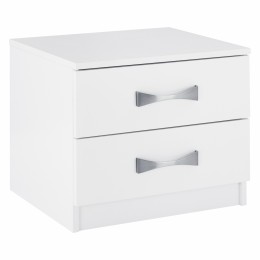 NIGHT STAND WITH 2 DRAWERS AND SILVER HANDLE HM2235.05 ΛΕΥΚΟ 48x40,5x41,5Ycm.