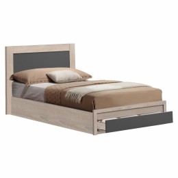 BED MELANY HM323.04 WITH 1 DRAWER IN SONAMA GREY FOR MATTRESS 110X190cm.