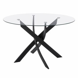 Dining Table metallic Black with glass HM8733.01 120'x75cm