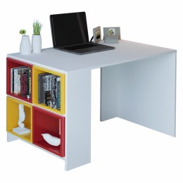 MELAMINE OFFICE WITH REMOVABLE SHELVES KAIRO HM9120.02WHITE RED YELLOW 120x64x74,2Υ cm.