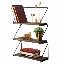 WALL SHELF MADE OF SOLID FIR WOOD WITH BLACK METAL FRAME HM9115.01 40x15x60We.