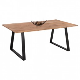 ACACIA DINING TABLE HM8501.11 SOLID ACACIA WITH BLACK LEGS 200X100X77H CM