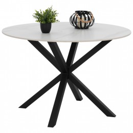 DINING TABLE ROUND SINTERED STONE WHITE METAL LEGS HM9309.02 Φ115x75H