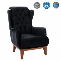 HM9313.01 BENNINGTON black velvet armchair, 75x100x100cm