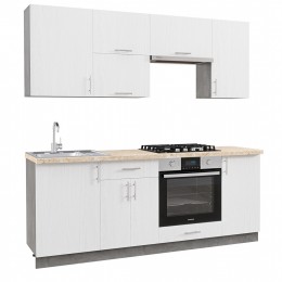 KITCHEN COMBO MELAMINE WHITE AND BEIGE MARBLE LOOK TOP 200x47x84,8Hcm.HM2470.01