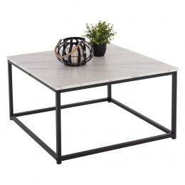 COFFEE TABLE BRAYLEN HM8942.12 SQUARE MELAMINE IN WHITE MARBLE LOOK 75x75x43Hcm.