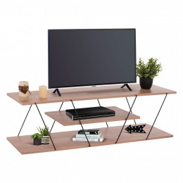 TV STAND TARS HM8922.11 MELAMINE IN NATURAL WOOD AND BLACK 120x32x33Hcm.