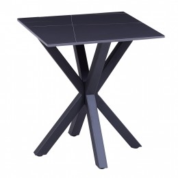 SIDE TABLE HM9471.04 BLACK MARBLE SINTERED STONE TOP-BLACK METAL BASE 50x50x55Hcm.
