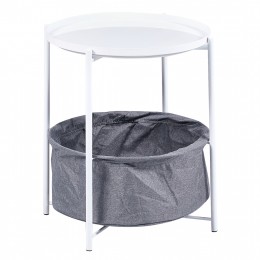 SIDE TABLE HM9472.02 ROUND WHITE METAL-GREY FABRIC Φ42x52Hcm.