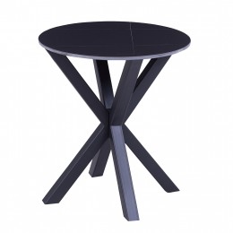 SIDE TABLE ROUND HM9473.04 BLACK MARBLE TOP AND BLACK METAL LEGS Φ50x55Hcm.