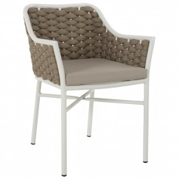 ARMCHAIR ALUMINUM HM5858.02 WHITE WITH BEIGE ROPE