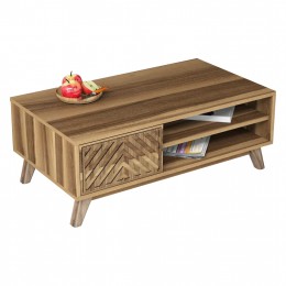 COFFEE TABLE MELAMINE WITH CABINET HM9502.01 IN WALNUT COLOR 105x60x38.2Hcm.