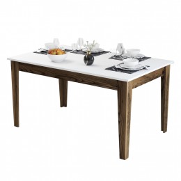 DINING TABLE HM9507.02 MELAMINE WALNUT-WHITE WITH STORAGE SPACE 145x88x75Hcm.