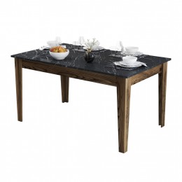 DINING TABLE HM9507.05 MELAMINE WALNUT-BLACK MARBLE-LOOK WITH STORAGE SPACE 145x88x75Hcm.