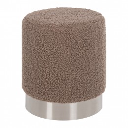 STOOL LEVY HM8408.25 BOUCLE FABRIC LIGHT BROWN-SILVER BASE Φ35x42Hcm.