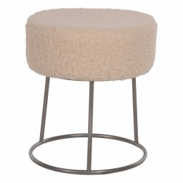 STOOL KARLO HM8411.23 WHITE BOUCLE FABRIC WITH SILVER BASE Φ35x41Hcm.