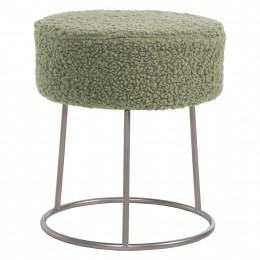 STOOL KARLO HM8411.27 PISTACHIO GREEN BOUCLE FABRIC WITH SILVER BASE Φ35x41Hcm.