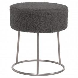 STOOL KARLO HM8411.21 GREY BOUCLE FABRIC WITH SILVER BASE Φ35x41Hcm.