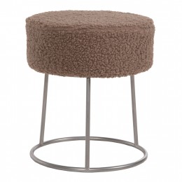 STOOL KARLO HM8411.25 LIGHT BROWN BOUCLE FABRIC WITH SILVER BASE Φ35x41Hcm.