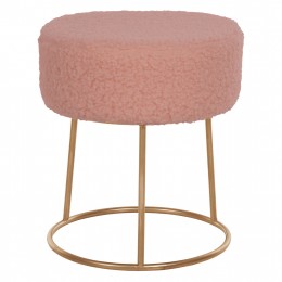 STOOL KARLO HM8411.22 DUSTY PINK BOUCLE FABRIC WITH GOLD BASE Φ35x41Hcm.